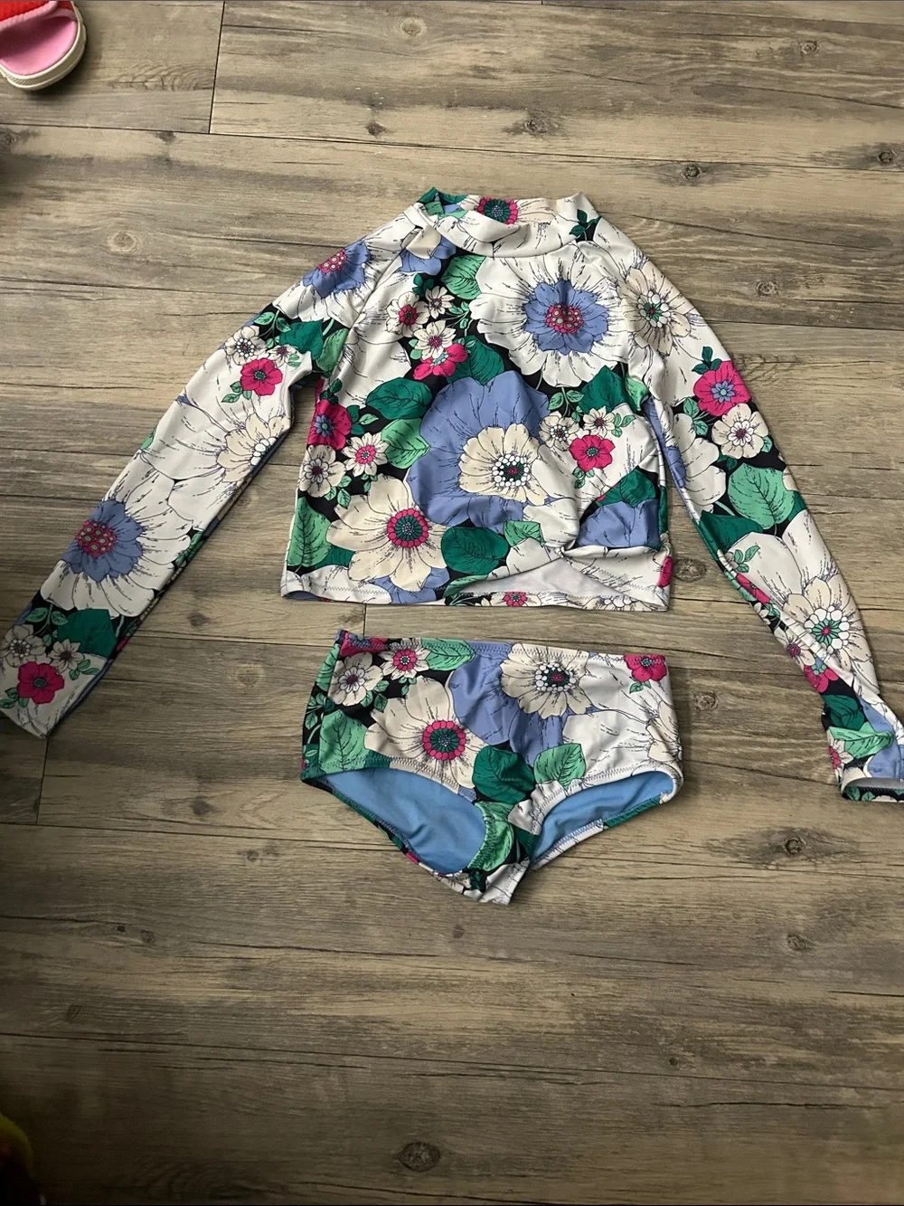 GAP Girls Floral Rashguard Set - Blue, Pink, Green & White